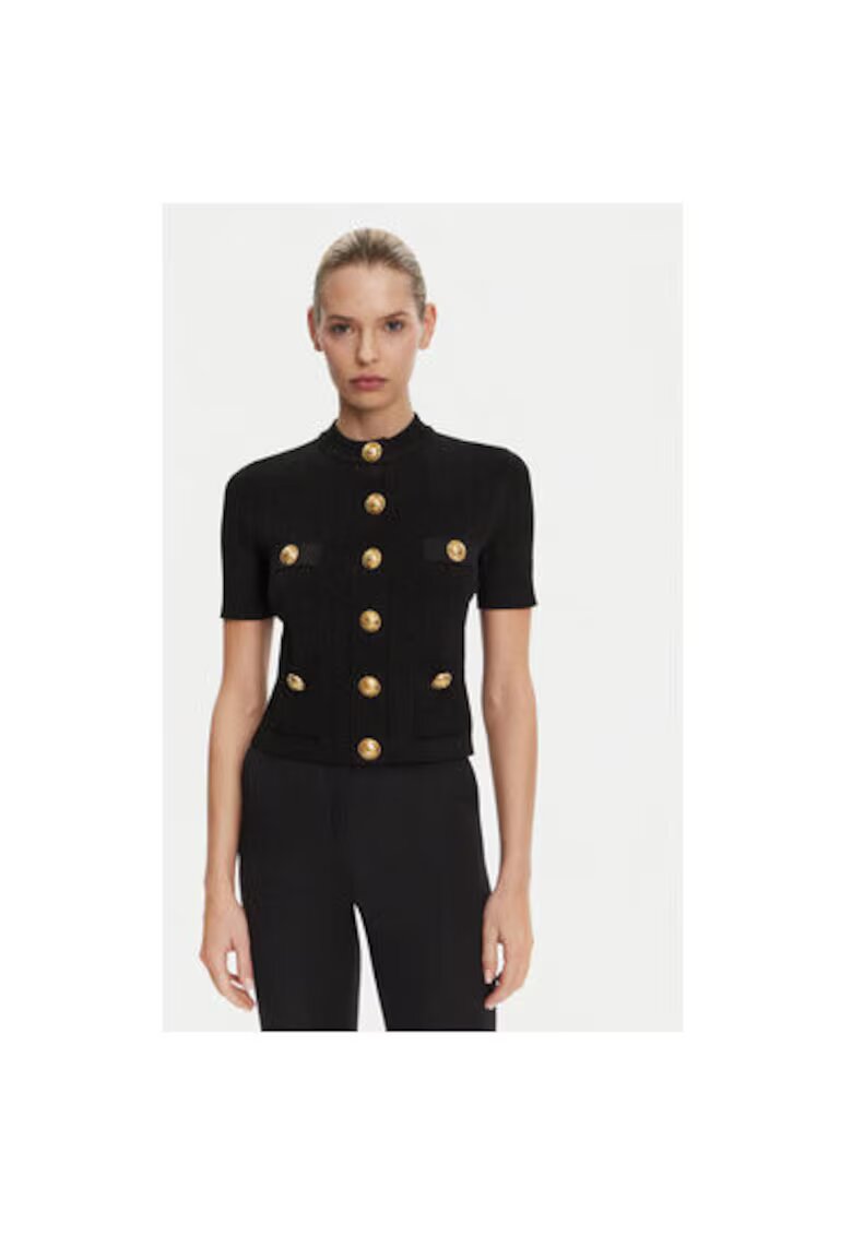 Balmain Дамска блуза DF1KL023KB07 - Вискоза/Полиамид - Черен - Черен