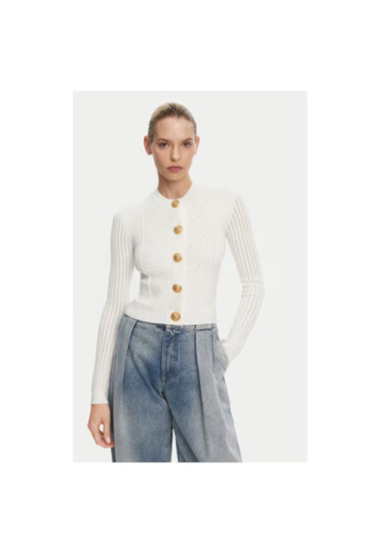 Balmain Дамска блуза DF1KL190KF24 - Вискоза/Полиестер - Бяла - Бял