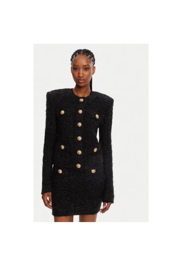 Balmain Дамска блуза DF1SK249KG43 - Полиамид/Вискоза - Черен - Черен