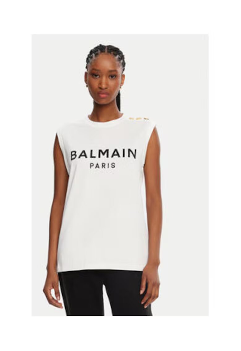 Balmain Дамски топ бял - 100% памук -
