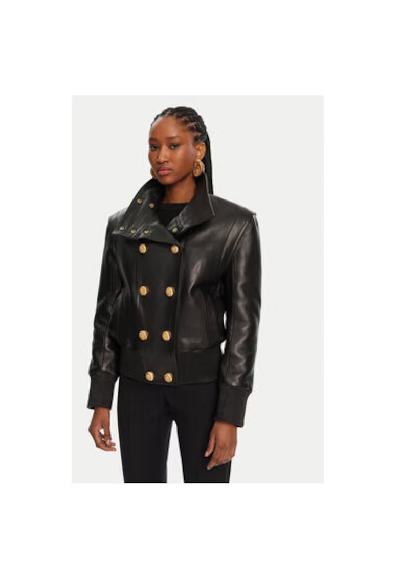 Balmain Дамско яке DF0TH275LC62 - Естествена кожа - Черно - Черен