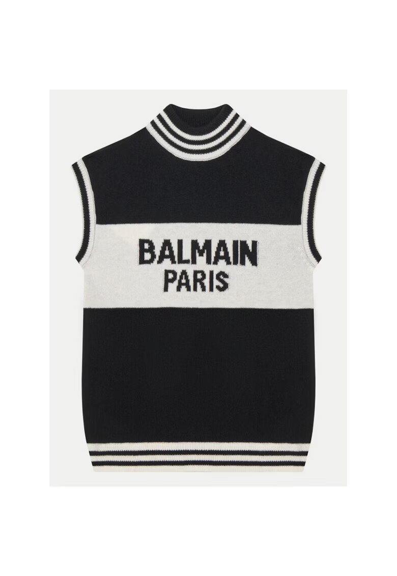 Balmain Детски пуловер черен - 70% вълна - 30% кашмир - 152 см
