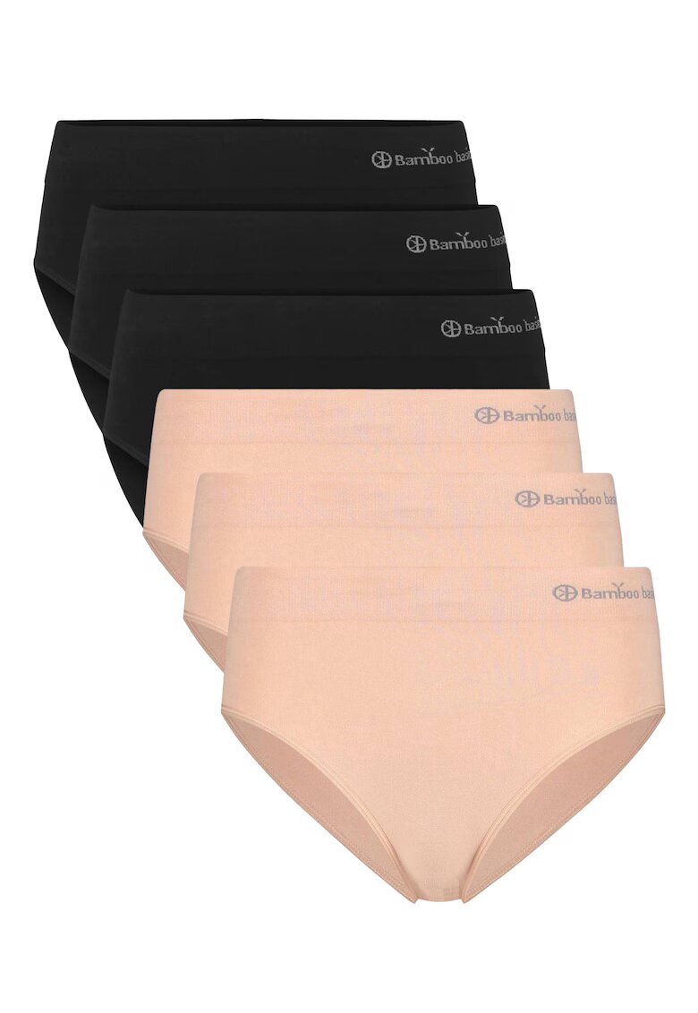 Bamboo Basics Bamboo Basic - Безшевни слипове - 6 чифта - Черен/Праскова