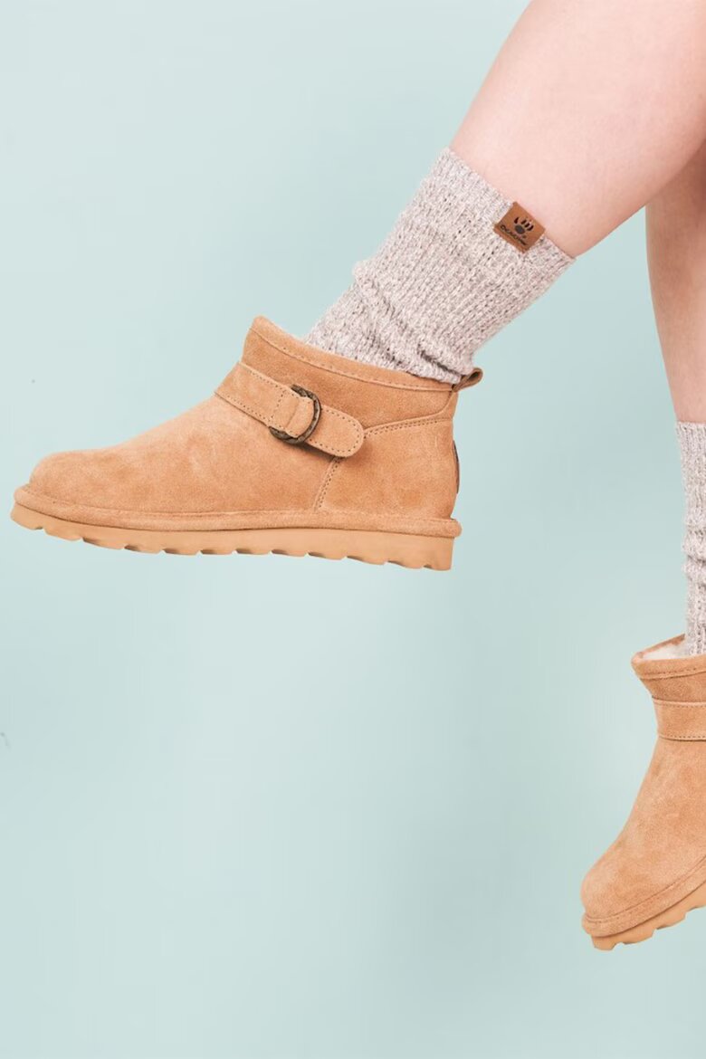 BEARPAW Велурени боти Petite с лесно обуване Камел