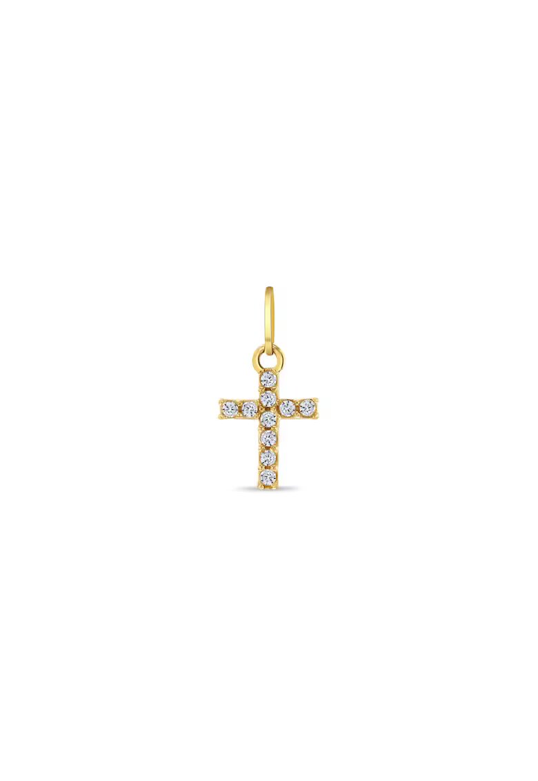 Bebe Gold Висулка от 14K злато за деца - във формата на кръст с CZ камъни