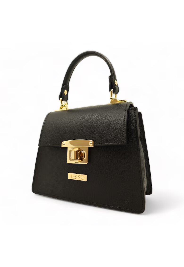 BESSO Chic Minimal Leather Handbag - - 17.5x22x10