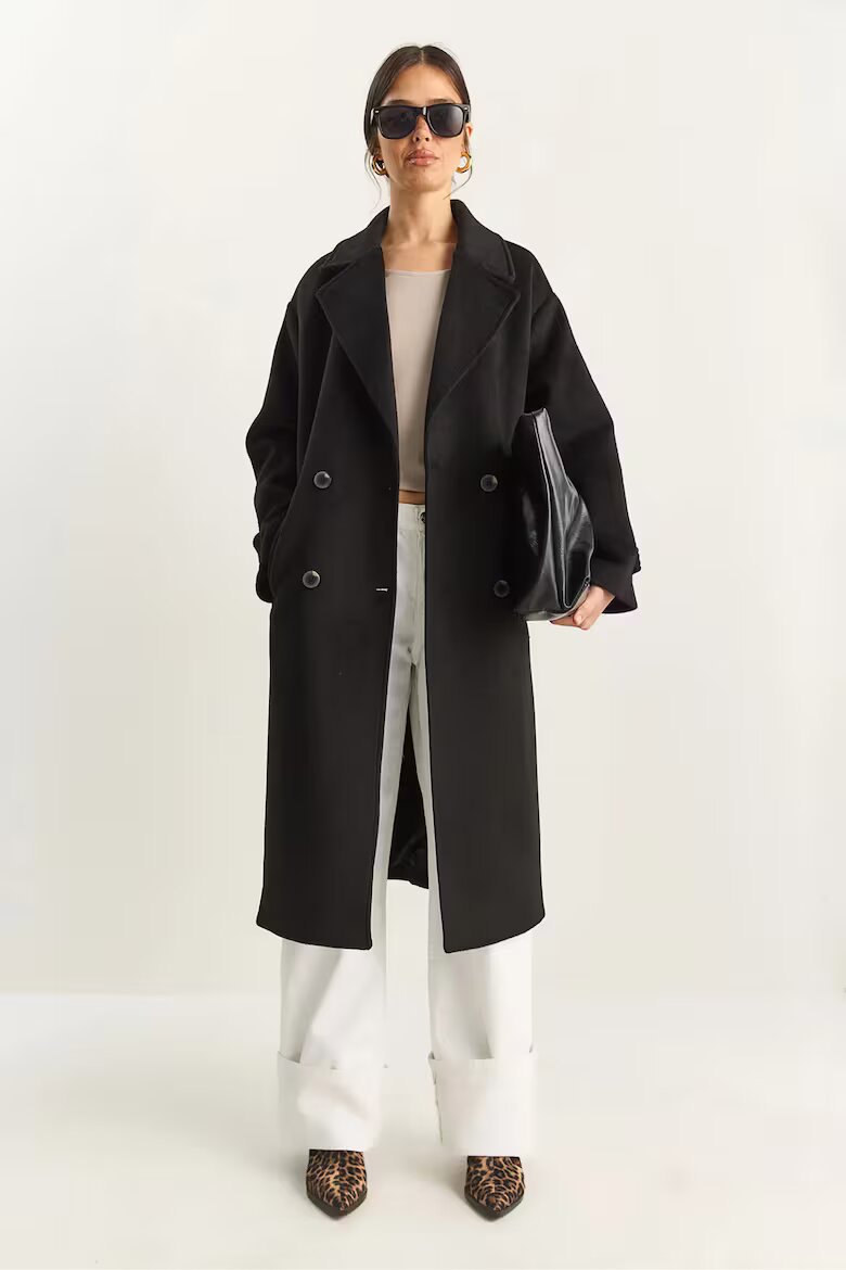 Bianco Lucci Дълго oversize палто Черен