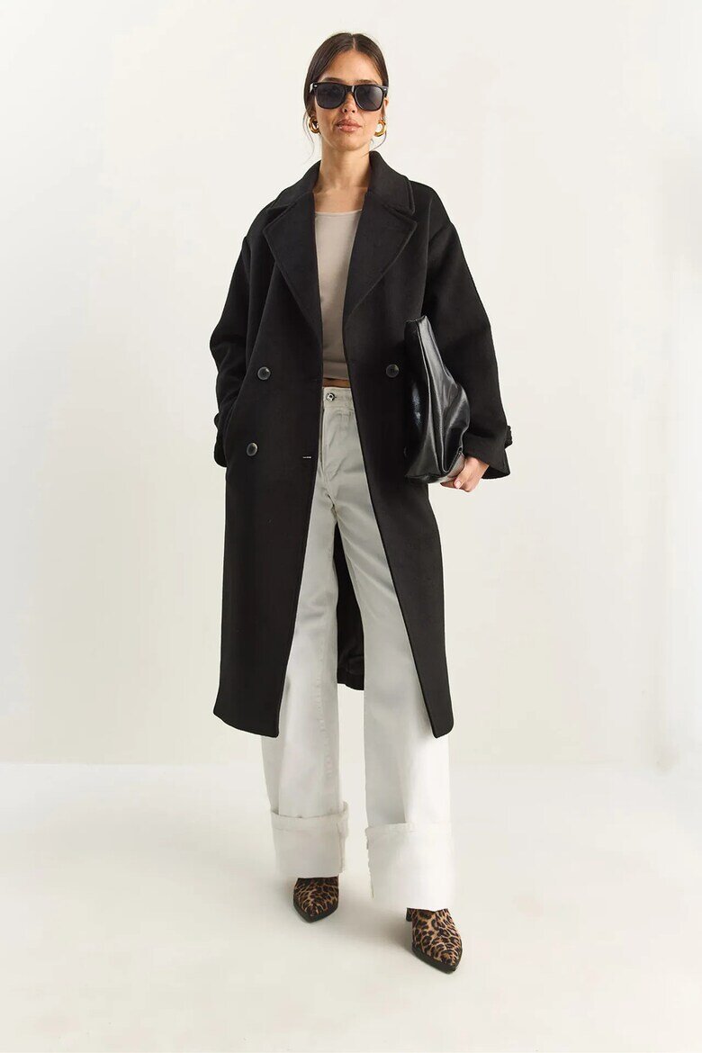 Bianco Lucci Дълго oversize палто Черен