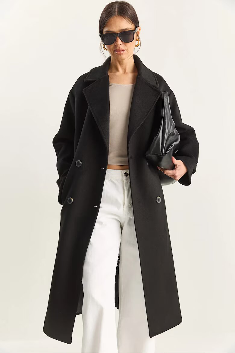 Bianco Lucci Дълго oversize палто Черен