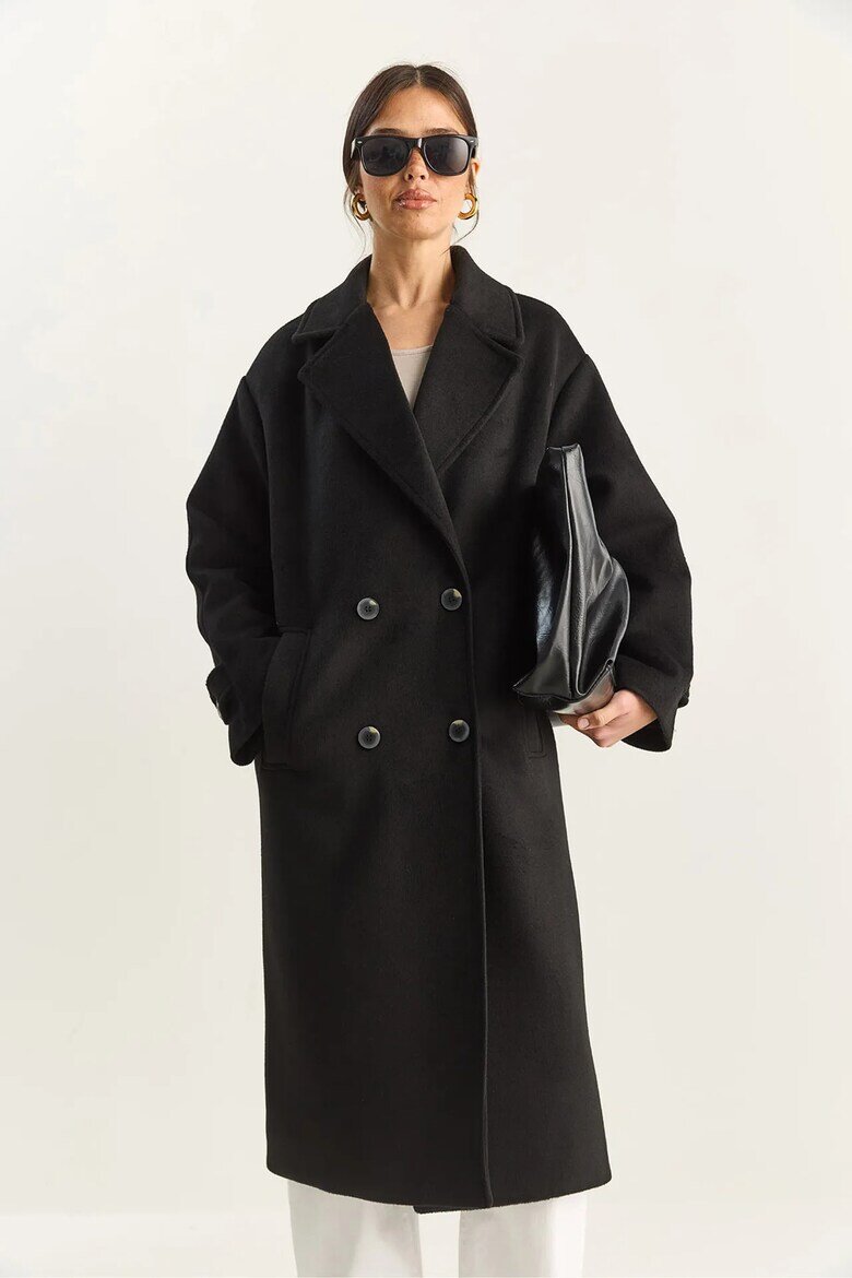 Bianco Lucci Дълго oversize палто Черен