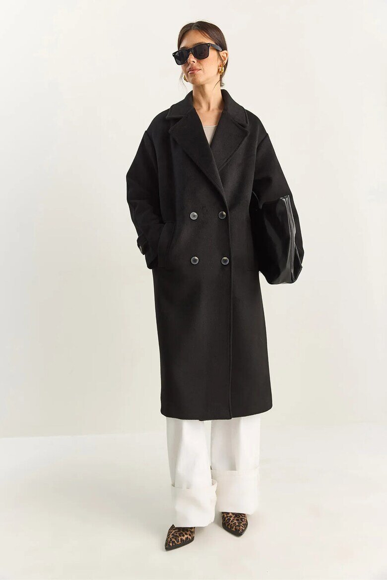 Bianco Lucci Дълго oversize палто Черен