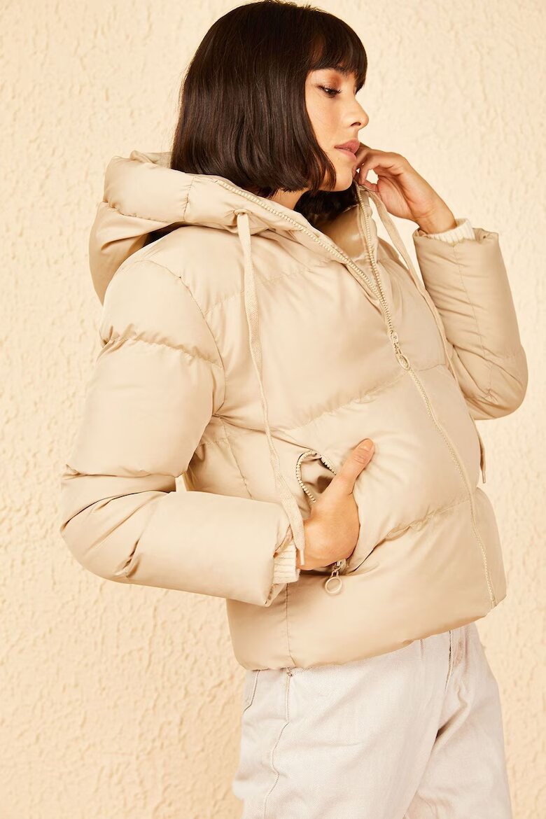 Bianco Lucci Geaca cu gluga si puf HiCCUP bej textil