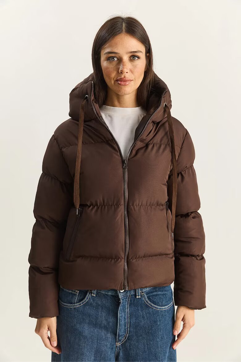 Bianco Lucci Капитонирано яке с качулка тъмнокафяво текстил