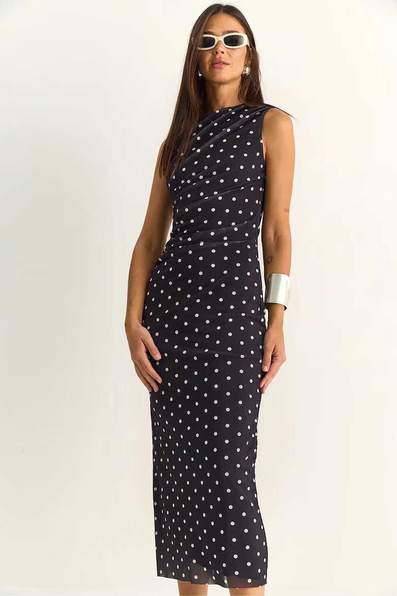 Bianco Lucci Миди рокля Bodycon Черно Полиестер На точки