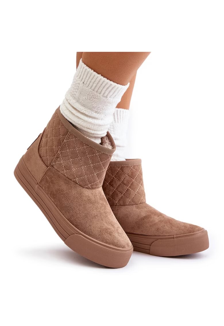 BIG STAR SHOES Дамски боти - Big Star - с цип - изолирани - бежови - екологична кожа