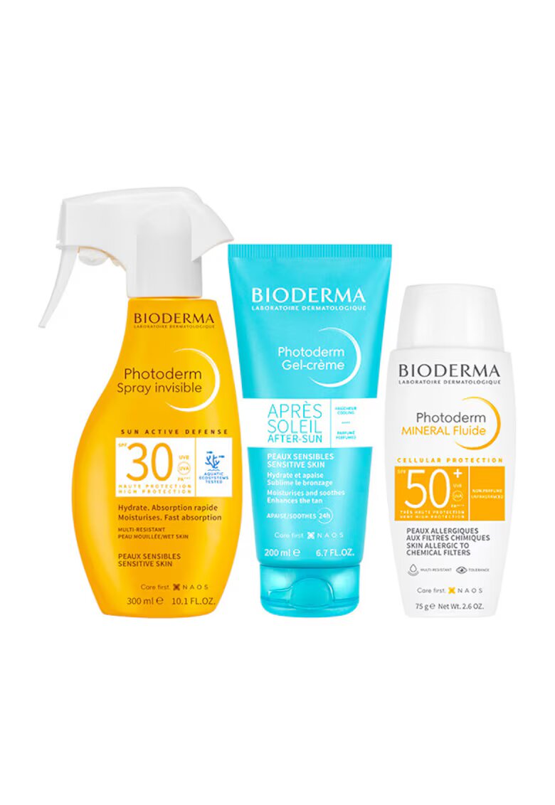 Bioderma Пакет Photoderm - Спрей SPF 30 - 300 мл + Крем за след слънце - 200 мл + Минерален флуид SPF 50+ - 75 г