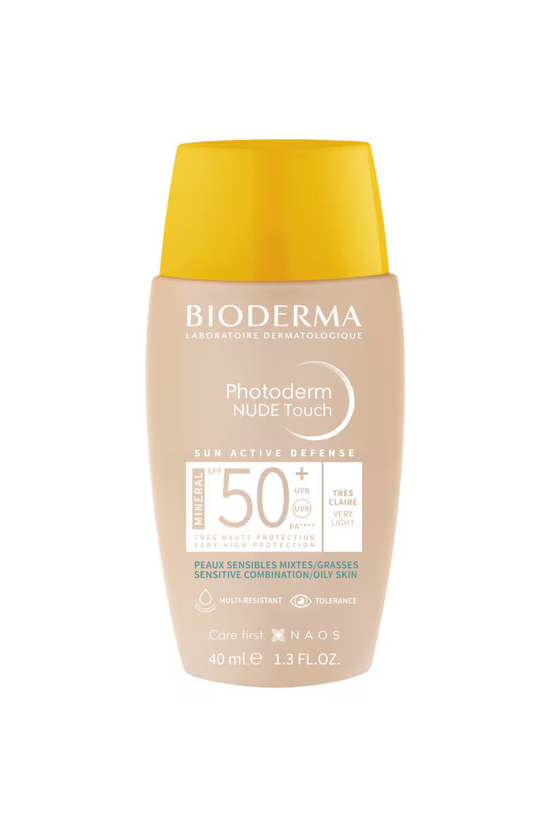 Bioderma Слънцезащитен флуид Photoderm Nude Touch Mineral SPF 50+ Много светъл нюанс За комбинирана и мазна кожа 40 мл