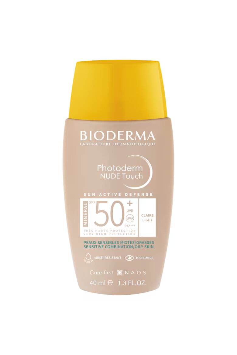 Bioderma Слънцезащитен флуид Photoderm Nude Touch Mineral SPF 50+ Светъл нюанс За комбинирана и мазна кожа 40 мл