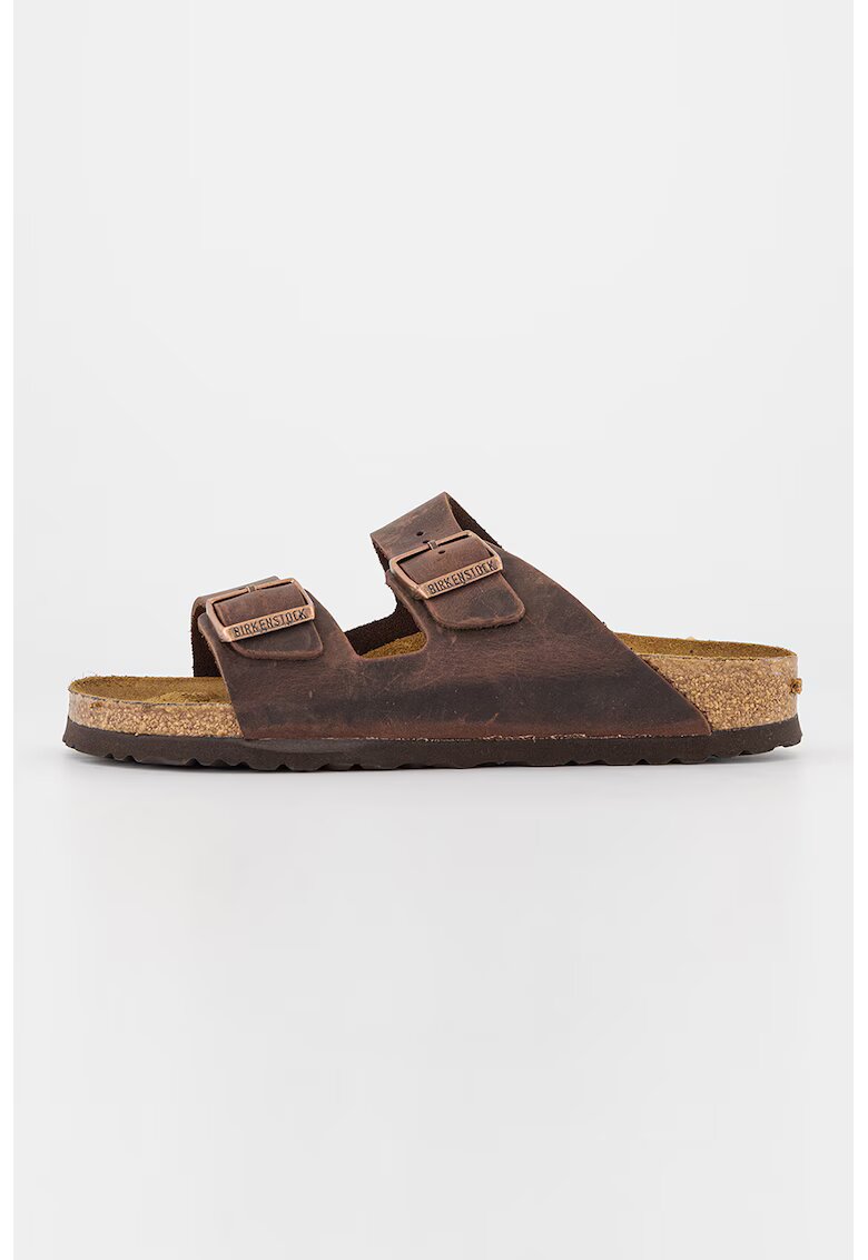 Birkenstock Унисекс кожени чехли Arizona с токи - Тъмнокафяв