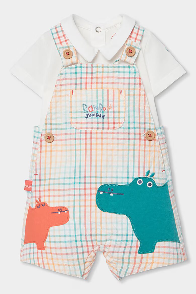 boboli Гащеризон с принт и боди 2 части Червен/Бял/Син