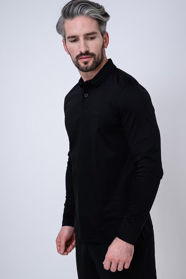 BOSS Блуза с яка и бродирано лого Черен