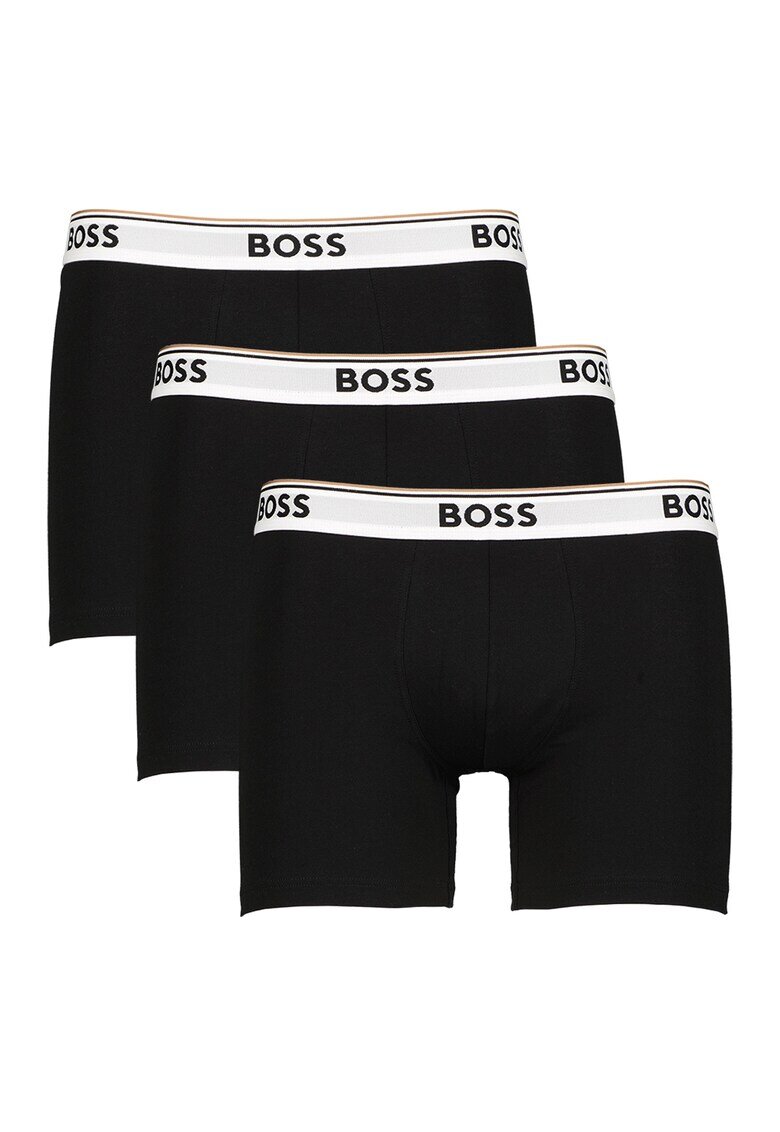 BOSS Боксерки с лого на талията - 3 чифта - Бял/Черен