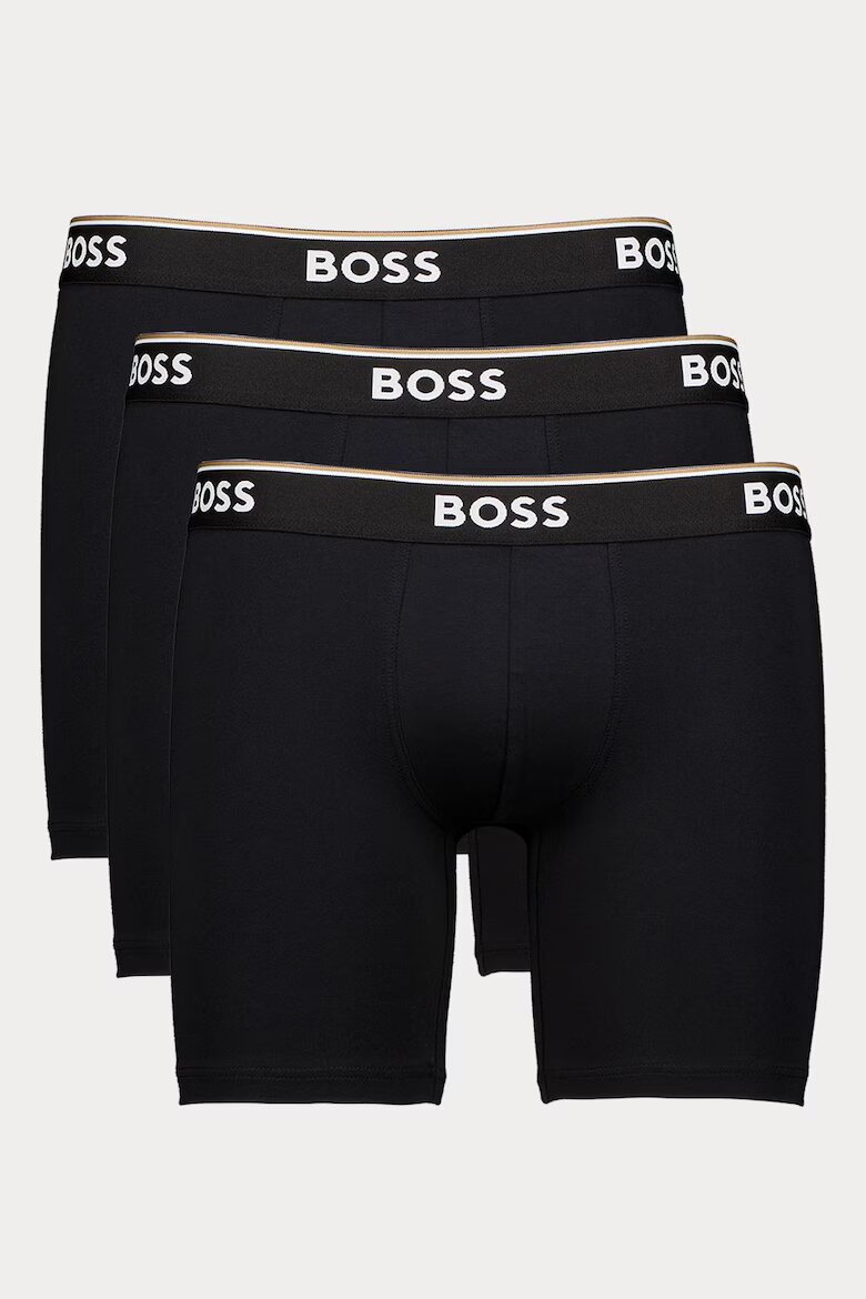 BOSS Боксерки с лого на талията - 3 чифта Черен