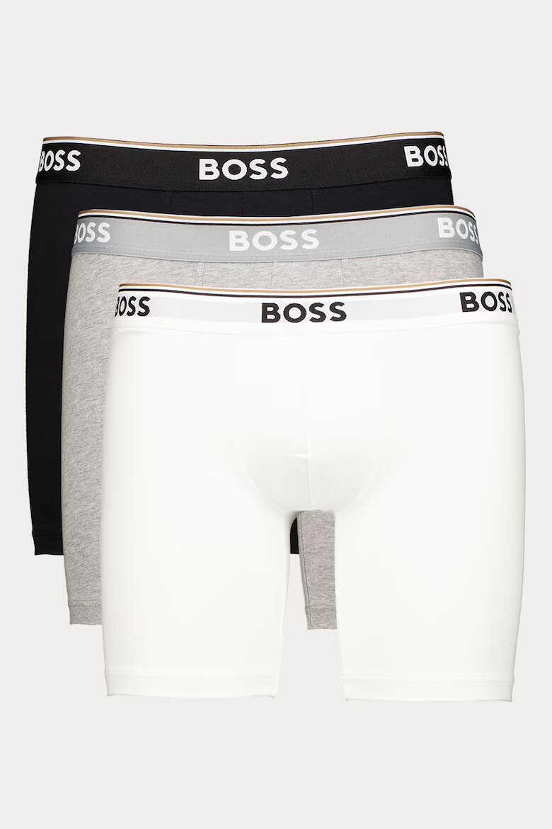 BOSS Боксерки с лого на талията - 3 чифта Черен/Сив/Син