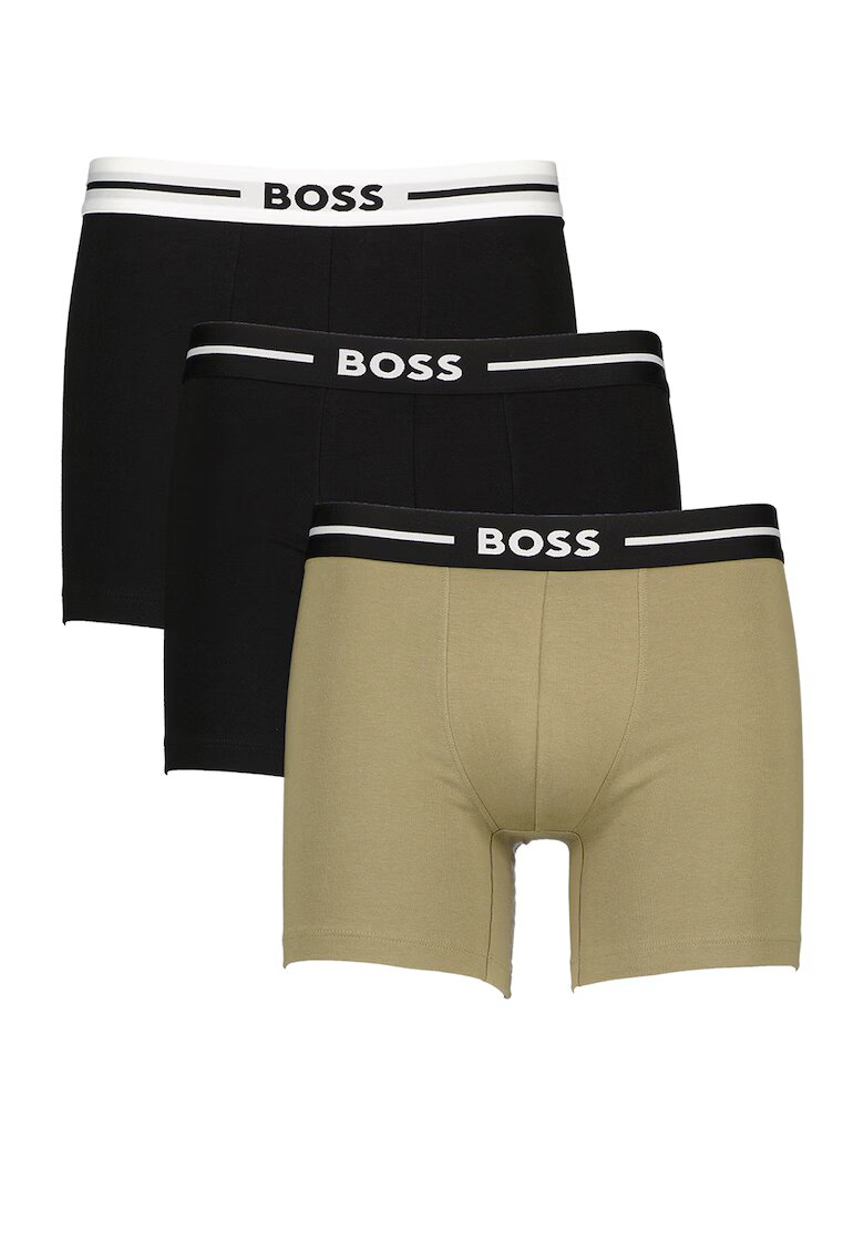 BOSS Боксерки с памук - 3 чифта - Черен/Папратово зелено
