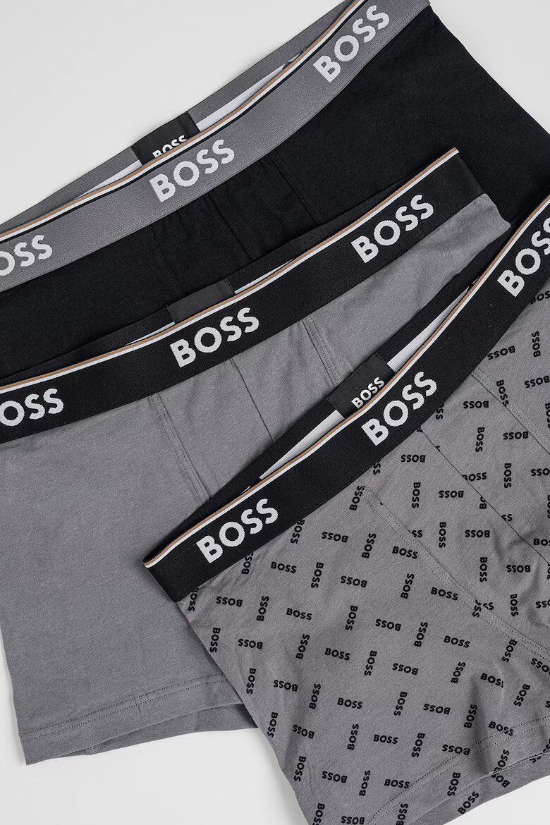 BOSS Боксерки с памук - 3 чифта Черен/Сив