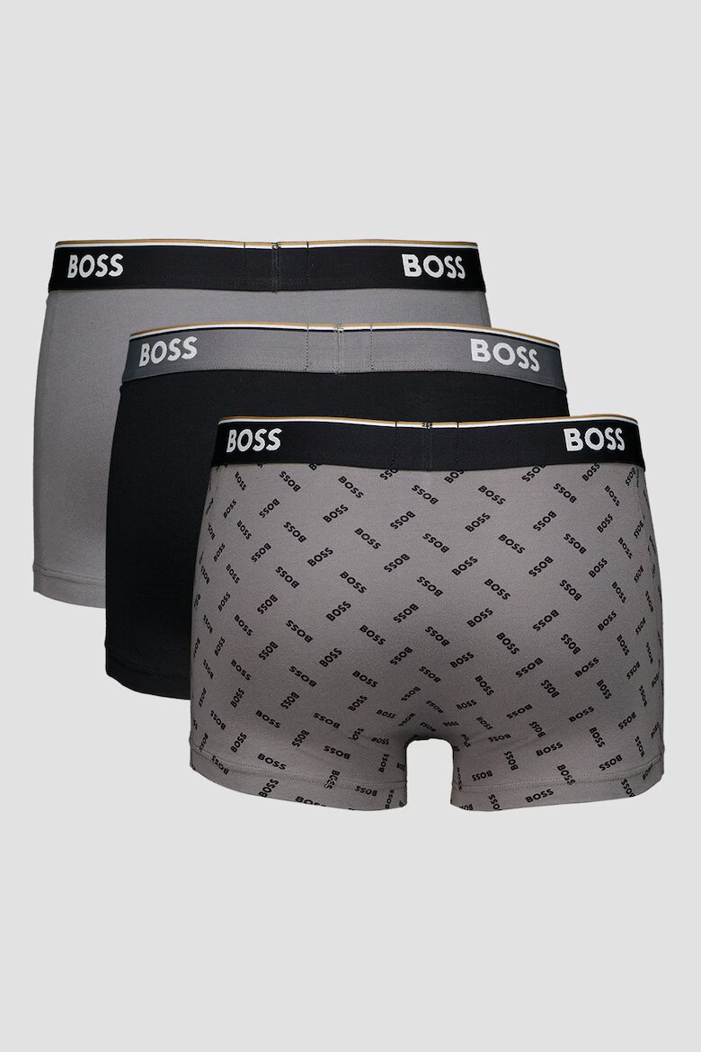BOSS Боксерки с памук - 3 чифта Черен/Сив