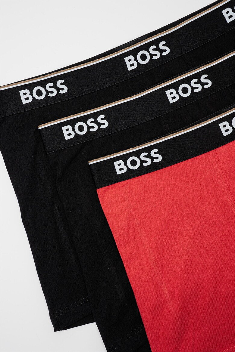 BOSS Боксерки с памук - 3 чифта Черен/Светло червено