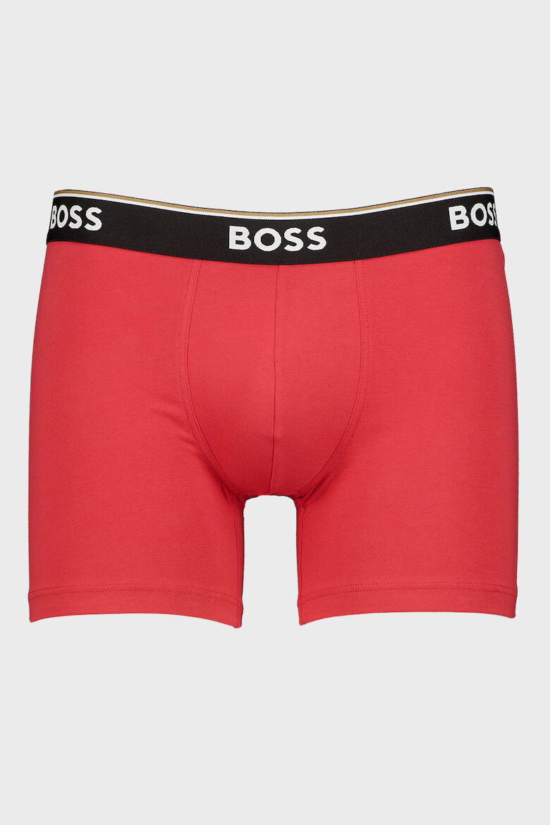 BOSS Боксерки с памук - 3 чифта Черен/Светло червено