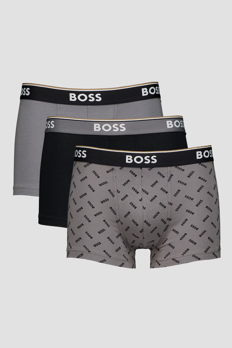 BOSS Боксерки с памук - 3 чифта Сив/Черен