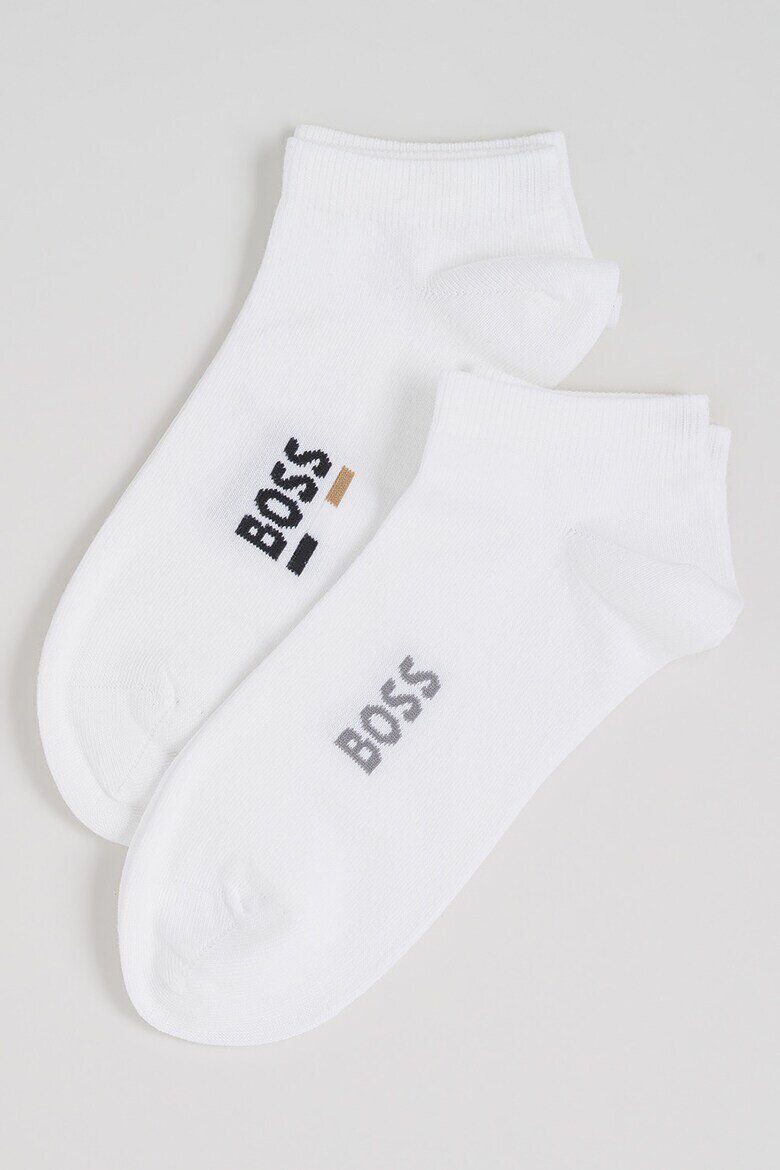 BOSS Чорапи до глезена с лого - 2 чифта Бял