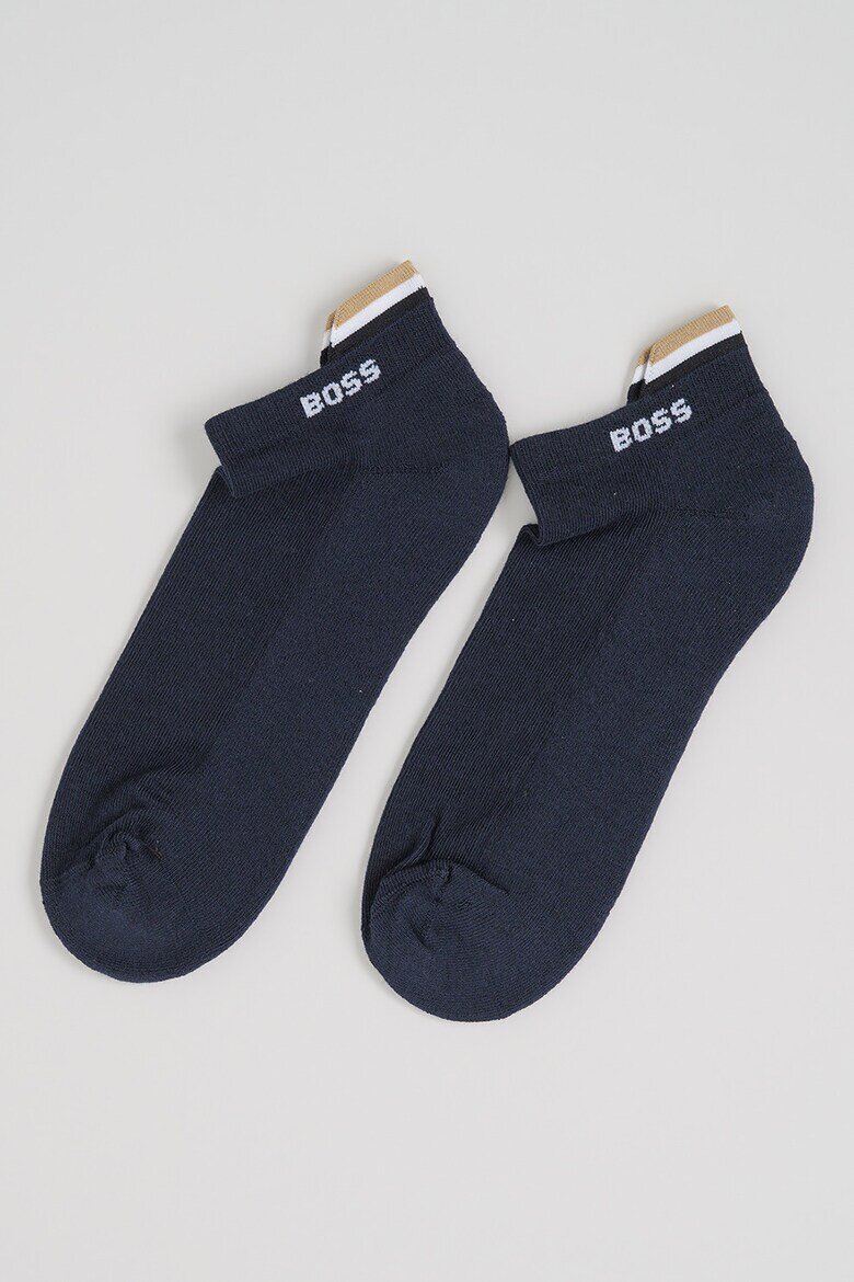 BOSS Къси чорапи с лого - 2 чифта Син