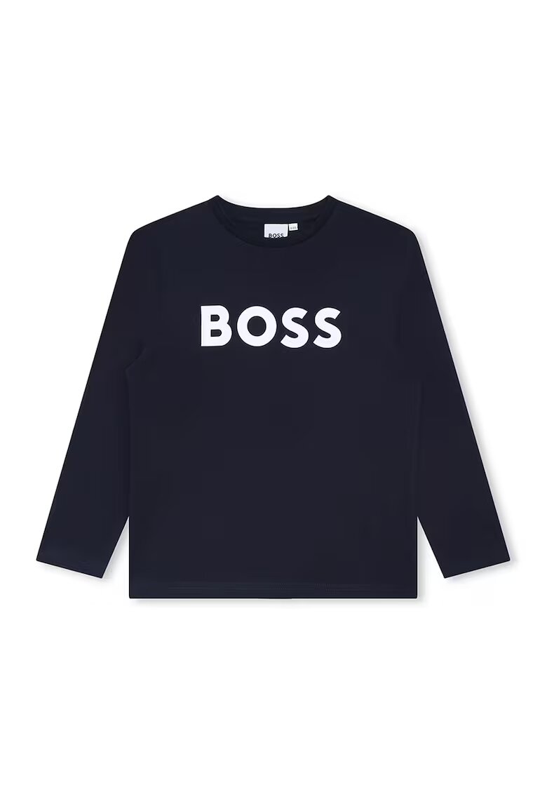 BOSS Kidswear Блуза с овално деколте и контрастно лого