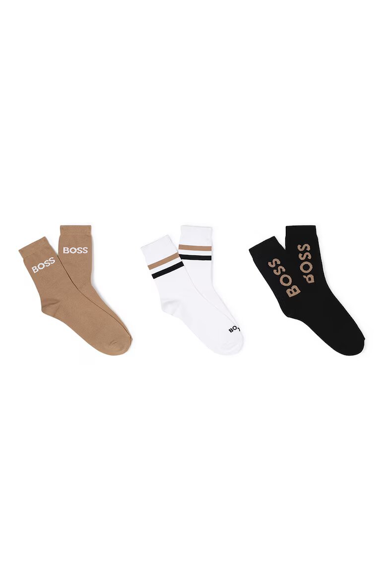 BOSS Kidswear Дълги чорапи 3 чифта Бял/Черен/Светлокафяв