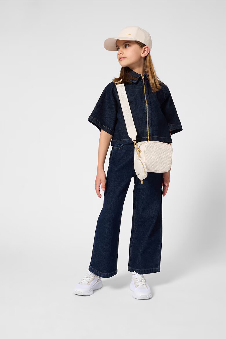 BOSS Kidswear Дънково яке с къс цип Тъмносин