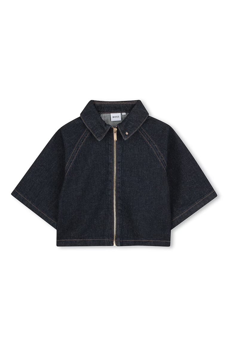 BOSS Kidswear Дънково яке с къс цип Тъмносин