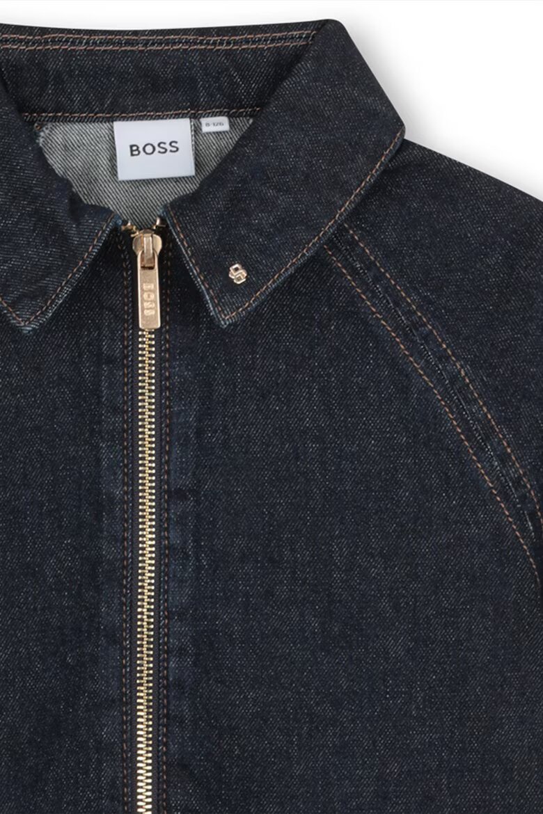 BOSS Kidswear Дънково яке с къс цип Тъмносин