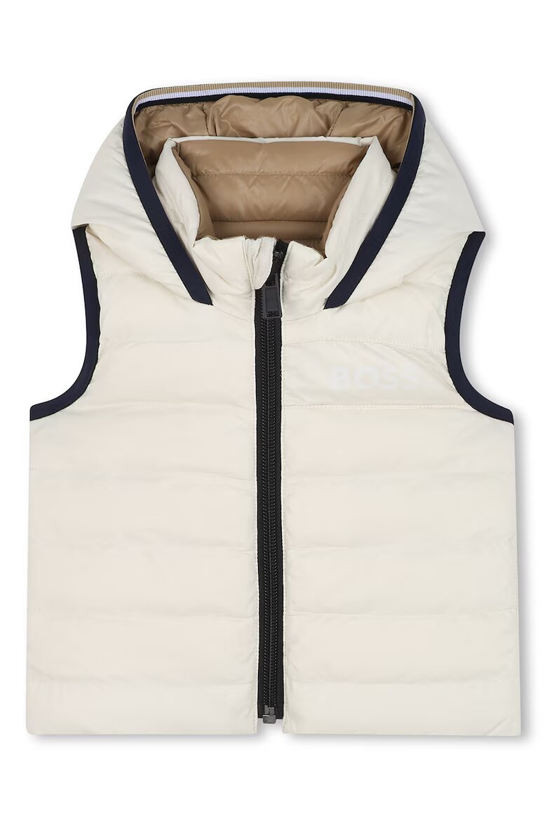 BOSS Kidswear Двулицев елек с пухена вата Бежов/Крем