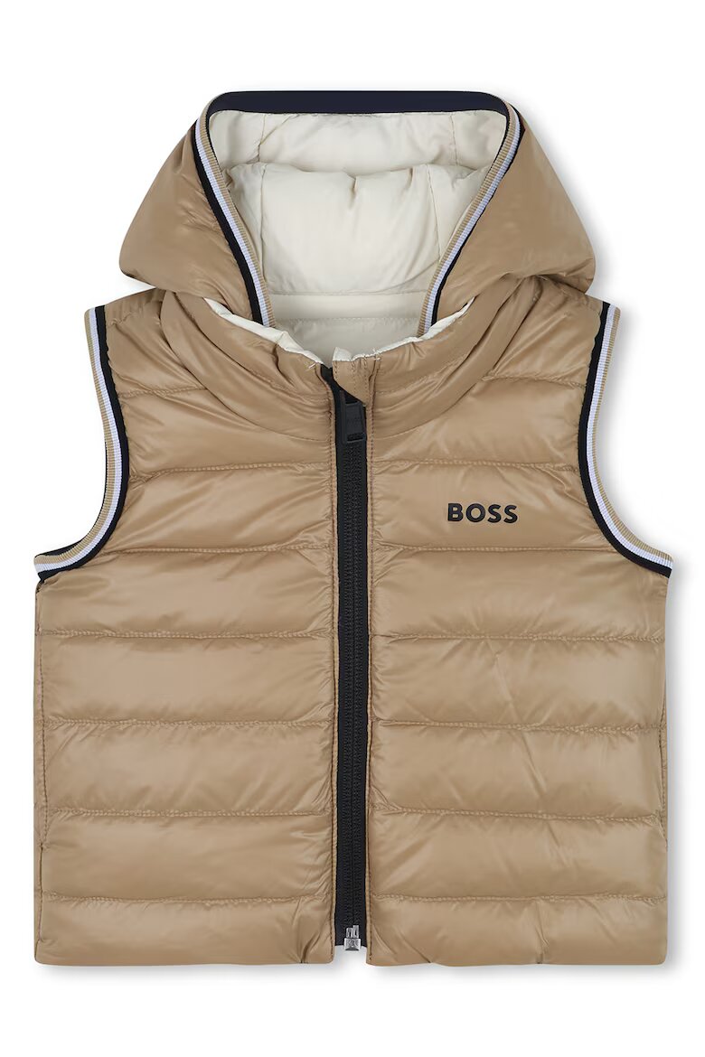 BOSS Kidswear Двулицев елек с пухена вата Бежов/Крем