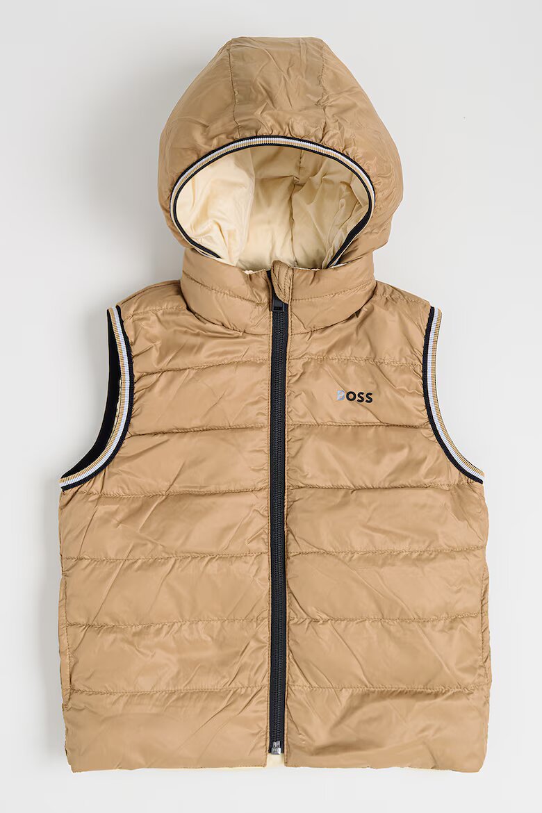 BOSS Kidswear Двулицев елек с пухена вата Светло бежово