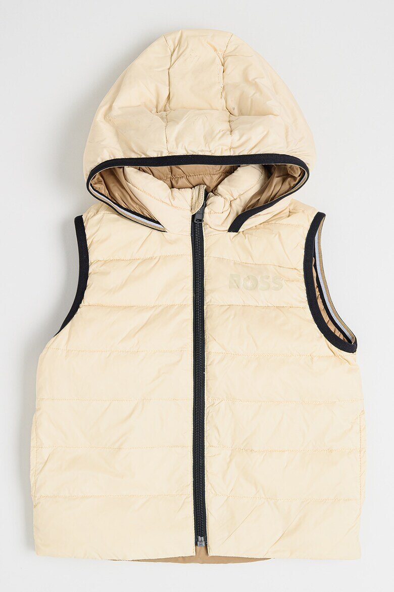 BOSS Kidswear Двулицев елек с пухена вата Светло бежово