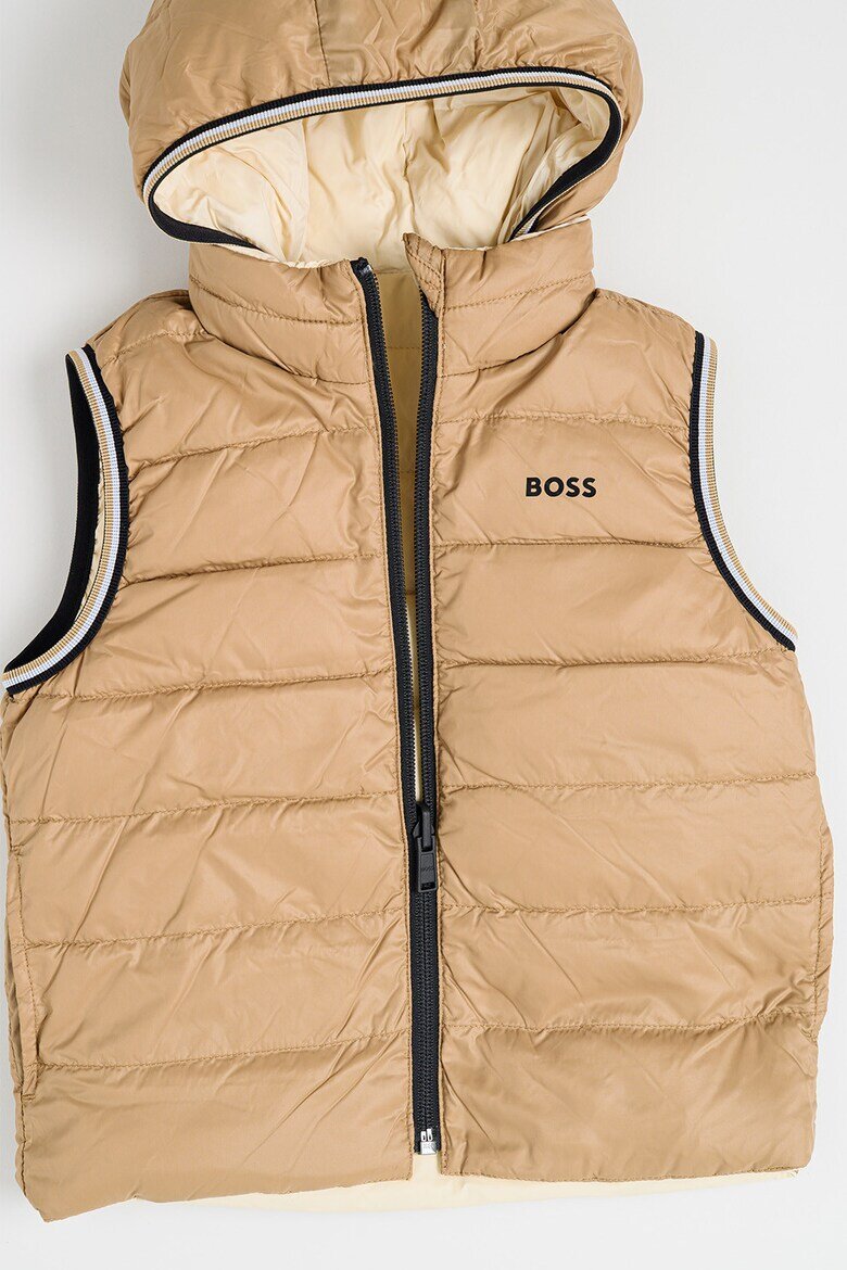 BOSS Kidswear Двулицев елек с пухена вата Светло бежово