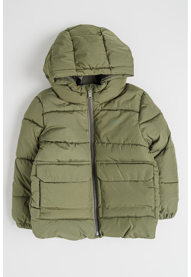 BOSS Kidswear Капитонирано зимно яке с качулка