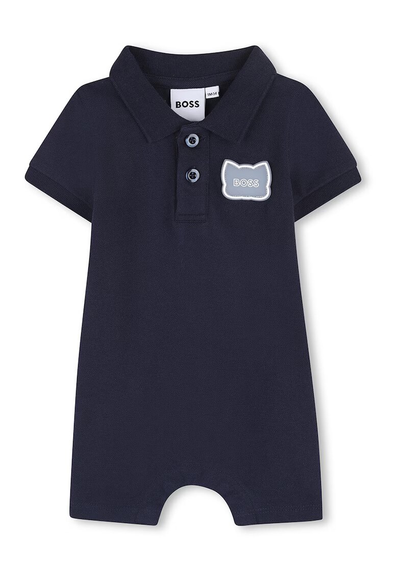 BOSS Kidswear Къс гащеризон с лого - Тъмносин
