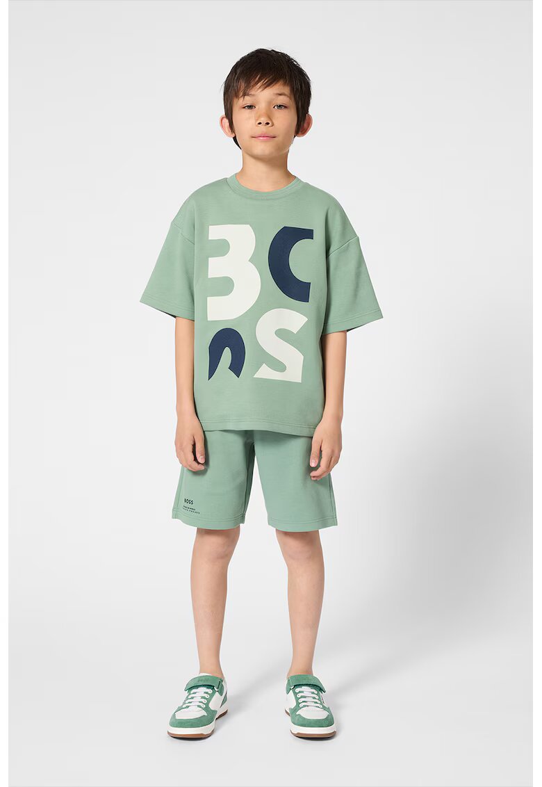 BOSS Kidswear Къс памучен панталон с лого
