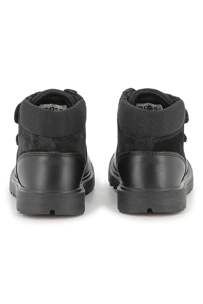 BOSS Kidswear Кожени боти с велкро Черен